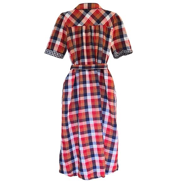 Jodifl Checkered Midi Shirt Dress w/Belt Sz Small Classic Academia Cottagecore - Picture 12 of 13